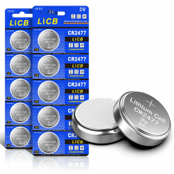 LiCB 10 Stück CR2477 3V Lithium Knopfzellen CR 2477 Batterien