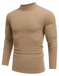 COOFANDY Herren Pullover mit Stehkragen Slim fit Halbes Rollkragenshirt Strick Einfarbig Winter Modern Männer Langarmshirts Khaki XXL