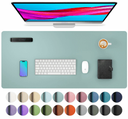 Aothia Schreibtischunterlage,Mauspad mit Leder und Rutchfeste Wildleder,Multifunktionales Office Mousepad Laptop Schreibunterlage,Tisch-Schutz Unterlage für Büro/Home(60cmx35cm, Light Blue) 35 x 60 cm Hellblau