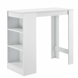 [en.casa] Bartisch Kouvola 110 x 50 x 103 cm mit integrierter 3-Fächern-Hausbar Stehtisch Bartheke Küchentresen Bistrotisch Weiß