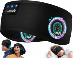 LC-dolida Schlafkopfhörer Stirnband Bluetooth,Super Weiche Sleep Headphones Sportskopfhörer für Männer und Frauen,Stirnband Kopfhörer mit Mikrofonen für Training,Joggen,Yoga Schwarz