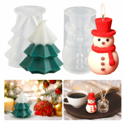 2 Stück Weihnachtsbaum Silikonform Kerzenform Schneemann Gießform Weihnachten Epoxidharz Form Weihnachts Kerzenform Silikonform Schneemann Kerzengießform Weihnachtsbaum Harzform Weihnachts Deko