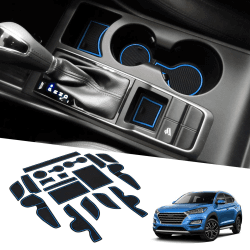 BIXUAN kompatibel mit Hyundai Tucson TL 2 Gen 2015-2020 Antirutschmatten Mittelkonsole Armlehne Gummimatten,Getränkehalter Matte, rutschfeste Türnaht Matten Türschlitzmatte Blau