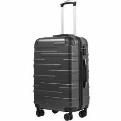 COOLIFE Hartschalen-Koffer Rollkoffer Reisekoffer Vergrößerbares Gepäck (Nur Großer Koffer Erweiterbar) ABS Material mit TSA-Schloss und 4 Rollen Dunkelgrau Mittelgroßer Koffer