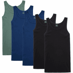 NUOZA 3/5er Pack Unterhemd Herren Tank Top Viele Farben 100% Hochwertige Baumwolle Schrumpft Nicht Verblasst Nicht Undurchsichtig 3XL 2*schwarz 2*blau 1*olivgrün