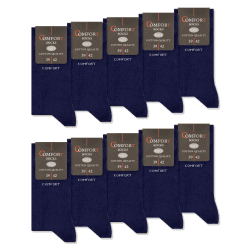 10 Paar Comfort Socken ohne Gummi & ohne Naht Herren & Damen Baumwolle Komfortbund 43-46 10x Navy