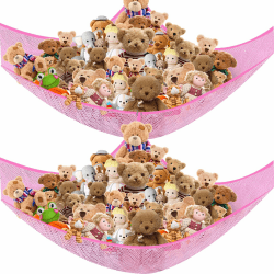Kuscheltier Spielzeug Aufbewahrung Netz, 2 Stück Stofftier Hängematte Mädchen Hängende Aufbewahrung Netz Groß für Schlafzimmer EckenKinderzimmer Deko Schiggy Teddy Kuscheltier (Rosa)