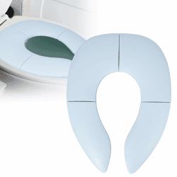 Reisetöpfchensitz für Kinder Töpfchensitz für Jungen und Mädchen Portabler Toilettensitz Klappbarer Toilettentrainer mit Rutschfesten Silikonkissen Inklusive Reisetasche Blau