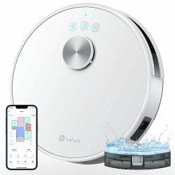 LEFANT Saugroboter mit Wischfunktion M1, 4000Pa Saugleistung Staubsauger Roboter 200min Laufzeit, Mehrstufiges Mapping, No-Go-Zonen, Saug und Wischroboter für Tierhaare, Teppiche und Hartböden M1 Weiß