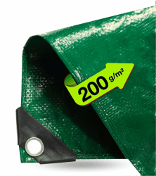 3x4 m Abdeckplane wasserdicht - 200 g/m² Gewebeplane - Plane für Holz mit Ösen mit zusätzlicher Eckverstärkung 3x4m
