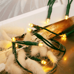 hellum LED Mini Lichterkette Innen, 10 mini LED Lichter, 135cm beleuchtete Länge, Lichterkette Strom mit Stecker, Kabel grün, Lichterkette warmweiß Innen, Als Weihnachtsbaum Lichterkette LED 577532 Klassisch Warmweiß / Kabel Grün 10 LED / 1,35m beleuchtet