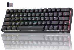 TMKB T63 Gaming Tastatur Mechanische Kabellos mit Red Switch,Bluetooth / 2.4G / Mit Kabel,RGB-Hintergrundbeleuchtung,Schwarz Interrupteur Rouge Schwarz