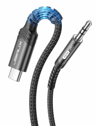 JSAUX USB C auf Klinke AUX Kabel 3M, USB C zu 3,5mm Jack Auto Kopfhörer Adapter Nylon Geflochtene Aux Kabel Kompatibel mit iPhone 15 Pro Max/15 Plus, Galaxy S23/S22/S21 Ultra, Huawei P40-Schwarz 3M Schwarz