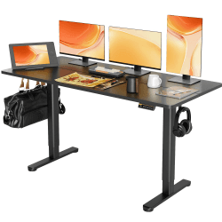 Claiks Schreibtisch Höhenverstellbar Elektrisch, Höhenverstellbarer Schreibtisch 160x60 cm, Standing Height Adjustable Desk, Schwarz Gestell/Schwarz Oberfläche 160x60 cm Schwarz