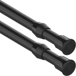 2 Stücks Klemmstange für Gardinen, Spannstange ohne Bohren, Teleskopstange zum Klemmen, Feder Gardinenstange zum Klemmen, für Küchen Schlafräume Bäder - Schwarz,60-105CM(Durchmesser 13mm) Schwarz 60-105CM(2Stücks)