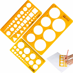 Kreisschablone zum Zeichnen, 3 Stück Quilling Schablone Transparent Orange Digitale Messschablonen, Viele Lochschablone Lineale für Büro und Schule Bau Schalung Zeichnungen Vorlagen