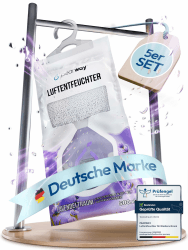 PEARWAY Luftentfeuchter Beutel XL 5x250g I Feuchtigkeitsabsorber I Moisture Absorber I Luftentfeuchter Fenster I Luftentfeuchter Schrank I Entfeuchter Beutel I Fenster Entfeuchter Entfeuchter Schrank 5x 250g Lavendeltraum