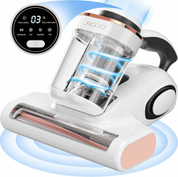 JIGOO J300 Milbensauger mit Staubmilben-Sensor und Intelligente LED-Anzeige, 500W Milbenstaubsauger mit UV-Licht, Ultraschall, Für Allergiker, entfernt 99,9% Allergene von Matratzen, Betten und Sofas 230V-J300