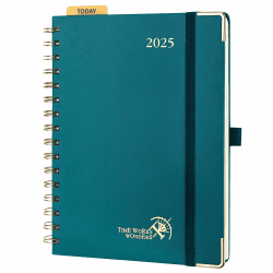 POPRUN Kalender 2025 Buchkalender Ringbuch mit Hardcover, ca. A5 (21,5 x 16 cm), 12-Monate-Terminplaner (Jan.2025-Dez.2025), Wochenplaner 2025 mit 100 GSM Elfenbeinpapier - Pazifikgrün 21,5 x 16 cm Pazifikgrün