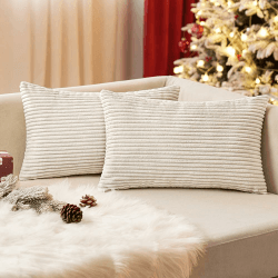 EMEMA Kissenbezug Kordsamt Weihnachtstag Zierkissenbezug Dekokissen Sofakissen 40x60 cm Kord Kissenhülle Dekorative Weiche Zierkissenbezüge Kissen für Sofa Sessel Zuhause Schlafzimmer Beige 60 x 40 cm, 2 Stück Beige