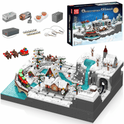 Mould King 12029 Technik Weihnachten Zug Bausteine Modell, 4234 Teile Train Eisenbahn Set mit Schiene und Beleuchtung, Ferngesteuertes Zug Modellbausatz als Spielzeug/Geschenk/Sammlerstücke