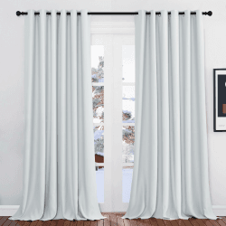 PONY DANCE Extra Breite Gardinen Wohnzimmer Ösenvorhang 2er Set H 260 x B 200 cm Verdunklungsvorhänge Ösen Thermo Gardinen Isolierend Kälte und Wärme, Grau-weiß H260 x B200 cm (2er Pack) Grau-weiß