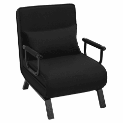 WOLTU Schlafsessel 3 in 1, Schlafsofa mit Bettfunktion, Klappsessel mit Verstellbarer Rückenlehne, abnembarem Kissen, Sofabett Gästebett, Metallrahmen Leinen, 150 kg belastbar, Schwarz