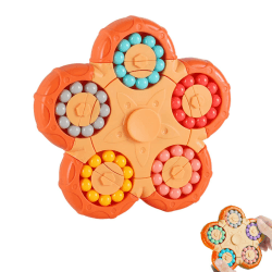 Magic Bean Rotating Cube, Hand Spinner Puzzle Toy, Relief Sensory Fidget Toy Sorting Brain Training Iq Games Cube Finger Toy, Geschenk für Kinder ab 3 Jahren zu Weihnachten Zehn Seiten Orange