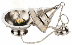 MaMeMi Geschenk-Set 'Konstantinopel' - vernickelter Weihrauchschwenker mit Perlmutt, Kohle und Weihrauch