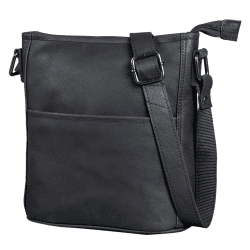 LEABAGS Leder Handtasche Damen I Premium Echtleder Umhängetasche I Schultertasche I Damentasche I Tragetasche für Arbeit Uni Schule Freizeit L Nature Schwarz