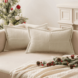 MIULEE 2er Set Kordsamt Kissenbezüge Samtkissen Weich Dekokissen Dekorativ Kissenbezug Modern Kissenhülle Sofakissen Zierkissen Couchkissen für Wohnzimmer Schlafzimmer Creme 30x50 cm 50 x 30 cm, 2 Stück Creme