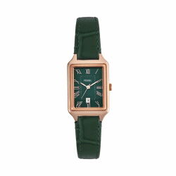 Fossil Raquel Uhr für Damen, Quarzwerk mit Edelstahl- oder Lederarmband 23MM Kühles Grün