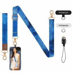 MoKo verstellbares Umhängeband für Handys, universelle Handy-Umhängebänder um den Hals und mit Armband, Handy-Umhängeband ×1, Armband ×1, Handy-Halterung ×1, Umhängeband-Patch ×2, BlauSterne