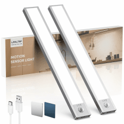 Schrankbeleuchtung Led Lampe mit Bewegungsmelder - 30cm 2200mAh Unterbauleuchte Küche Licht Aufladbar mit USB & Sensor - Treppenlicht Schranklicht Vitrinenbeleuchtung Magnetische Dimmbar | 2 Stück 6500K 30CM*2