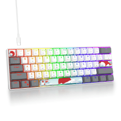 SOLIDEE mechanische Gaming Tastatur 60 Prozent,61 Tasten kompakte mechanische Tastatur RGB Hintergrundbeleuchtung,60% Prozent Tastatur mechanisch QWERTY,Roter Schalter für Win/Mac PC Laptop(61 White) 61 White/Red Switch