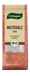 BioWagner - Bio grobes Meersalz | aus den Salzgärten des Ionischen Meeres | naturbelassene Bio-Zutaten | recyclebare Verpackung | 100 g
