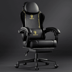 Dowinx Gaming Stuhl Racing Gamer Stuhl, Ergonomischer Gaming Sessel mit Lendenwirbelstütze, Gaming Chair PU Leder PC-Stuhl Verbreiterte Rückenlehne 150KG, Gelb Noir Jaune