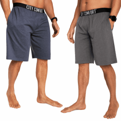 CityComfort Pyjama Shorts Herren, Kurze Schlafanzughose Herren mit Seitentaschen & Elastischem Bund 2er-Pack 4XL Dunkelblau/Anthrazit