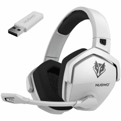 NUBWO G06 Dual Wireless Gaming Headset mit Mikrofon für PS5, PS4, PC, Mobile: 2.4 GHz Wireless + Bluetooth - 100 Stunden - 50mm -Treiber - Weiß