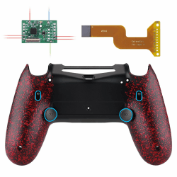 eXtremeRate DAWN2.0 FlashShot Trigger Stop Remap Kit für ps4 CUH-ZCT2 Controller,DIY-Ersatz Hülle Gehäuse&Upgrade-Board&2 Rücktasten&2 Trigger Lock für ps4 Controller JDM040/050/055-Texturiert Rot