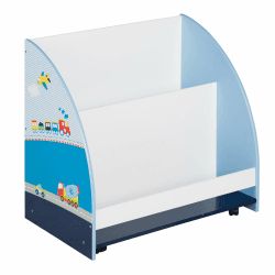 roba Kinder Regal 'Rennfahrer', Spielzeug- & Bücher-Regal fürs Kinderzimmer, Spielregal fahrbar & drehbar mit Rollen, blau