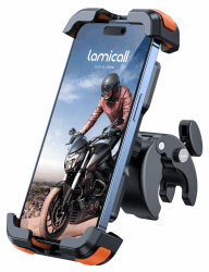 Lamicall Handyhalterung Motorrad, Handyhalter Fahrrad - 2024 Universal 360° Lenker Halter für iPhone 16 15 14 Pro Max Plus, SE, 13 12 Pro Max Mini, 11 Pro Max, Xs, XR, X, 8, 7, Samsung S23, Smartphone 🥇Upgraded - Orange