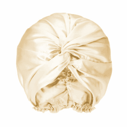 townssilk 100% Maulbeerseide Frauen Nachtmütze, 16Momme Schlafmütze Seide Duschhaube Gut für das Haar, schützt das Haar, Seide Nachtmütze,Beliebte, 2layers-Champagne