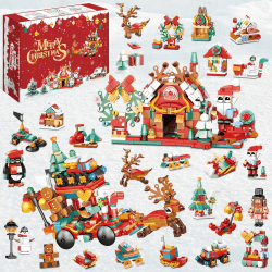 Adventskalender 2024, Weihnachtsbaustein-Countdown-Kalender für Jungen und Mädchen, 24-tägige Weihnachtsszene mit Überraschungen zum Sammeln, Weihnachtsgeschenke für Kinder und Erwachsene Rot