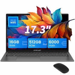 TECLAST F17Plus Laptop 17,3 Zoll, Intel N95 bis zu 3,40 GHz Notebook, 16GB DDR4+512GB SSD Laptop Computer, Hintergrundbeleuchtung Tastatur, 6000mAh, Inklusive Maus, WiFi 5/BT5.0/Type C/USB3.0 * 3