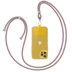 GUMO-LONG Handykette Universal zum Umhängen - Kompatibel mit jedem Handy und Smartphone, Kette zum Umhängen, Hülle mit Kordel, Handyband mit jeder Hülle kombinierbar, Polypropylen gelber Regenbogen