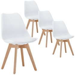 DEULINE Esszimmerstühle Esszimmerstuhl 28mm stärke Massivholzbeine SGS geprüft Polsterstuhl Stühle Oslo 4er-Set Weiss 521249 4 Weiß