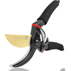 Gonicc Gartenschere Geschmiedete Titan beschichtete Premium Baumschere Rebschere (GPPS-1003), Bequeme Bypass. aus SK5 Stahl. Comfort Bypass Rebschere Rosenschere. Bonsaiwerkzeug Black