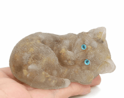 AWARDSEN Niedlich Harz Cats, Beige 1 Stück Katze Figur Ornamente, Steine Hristalle Harz Kätzchen, Katzenstatue für Katzenliebhaber