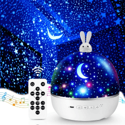 Night Light,Sternenhimmel Projektor Kinder mit 15 Film,Nachtlicht Kinder Nachtlicht Baby,Bluetooth Sternenprojektor,LED Projektor Sternenhimmel Nachttischlampe Kinder,Weihnachtsgeschenke für Kinder Hase